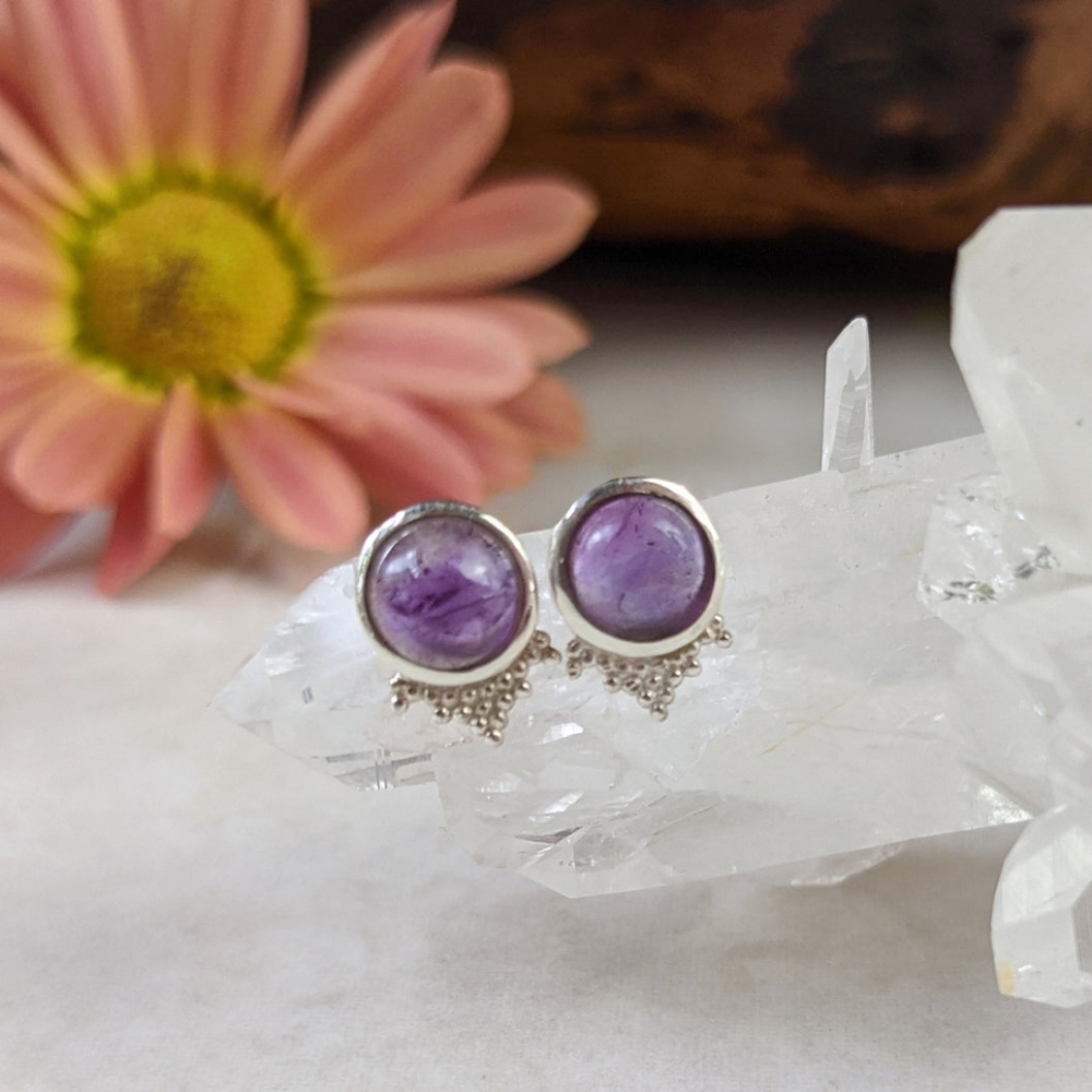 NWT Baizaar Sterling Silver Amethyst Stud Earrings
